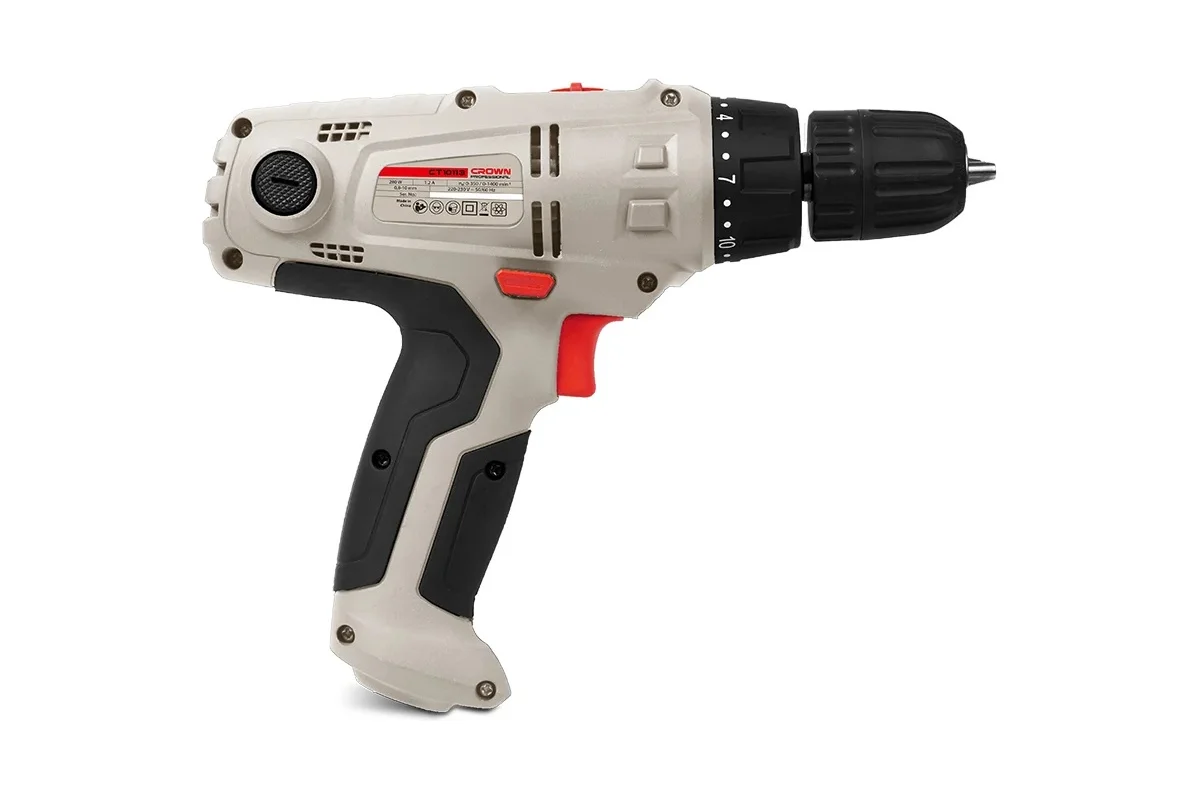 Шуруповерт сетевой CROWN CT10113, 280 Вт, 0-350/0-1400 об/мин, БЗП 10 мм, 0,8-22 Nm