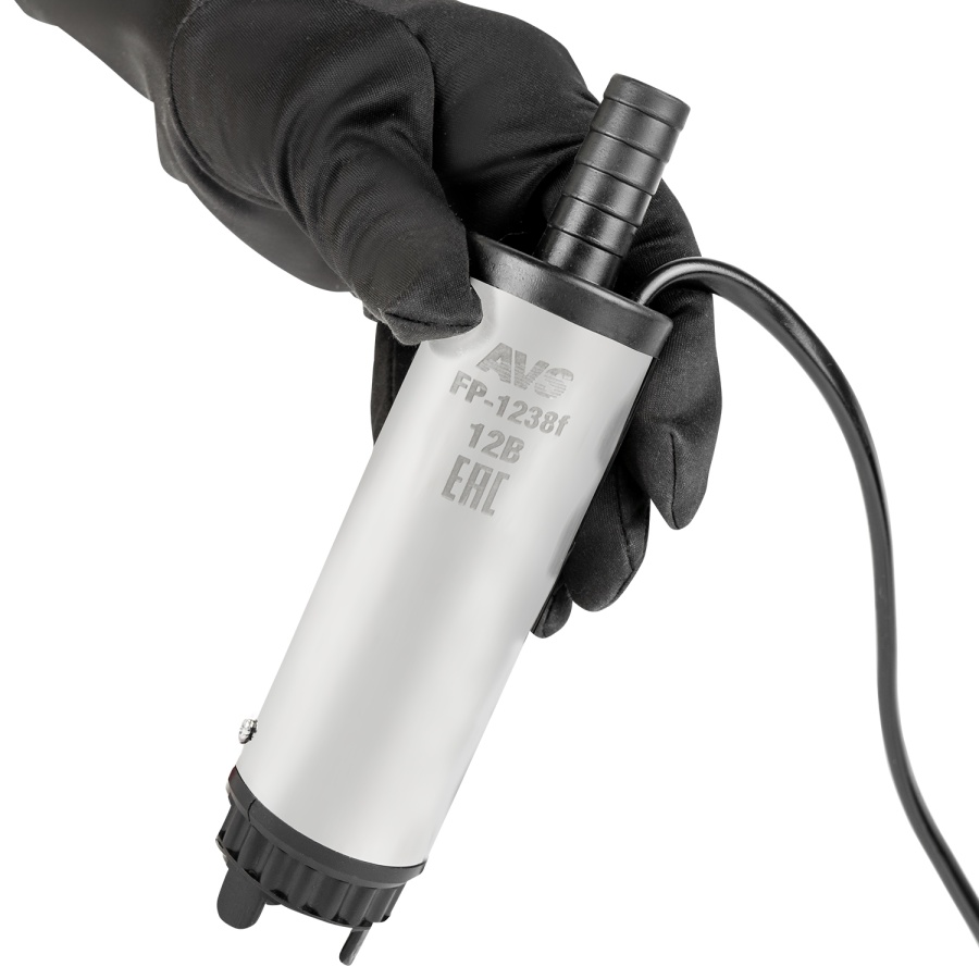 Насос для перекачки тех. жидкостей погружной AVS FP-1238f (12V/3,5А/20л/м./d=38 мм/съемный фильтр)