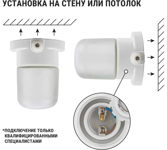 Светильник НПБ400 для сауны настенно-потолочный белый, IP54, 60 Вт, белый, TDM*
