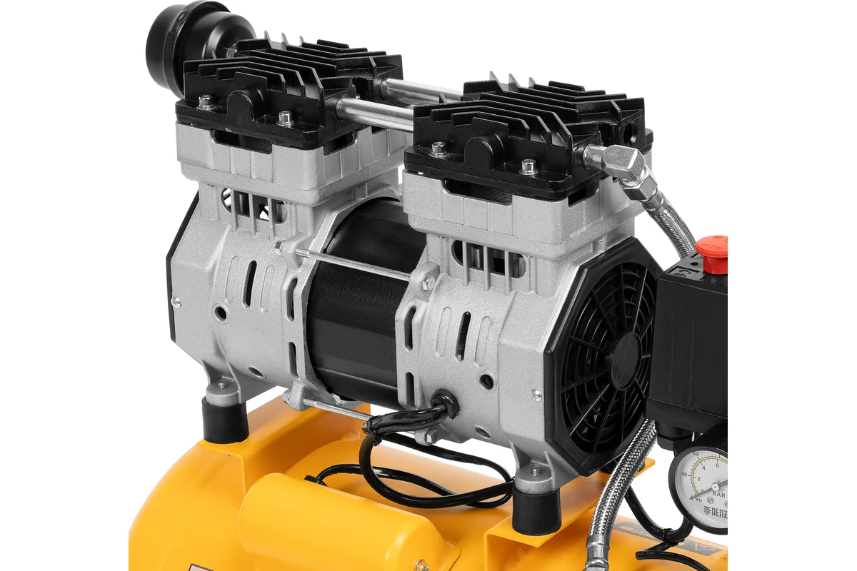 Компрессор DLS950/24 безмаслянный малошумный  950 Вт, 165 л/мин,ресивер 24 л// Denzel