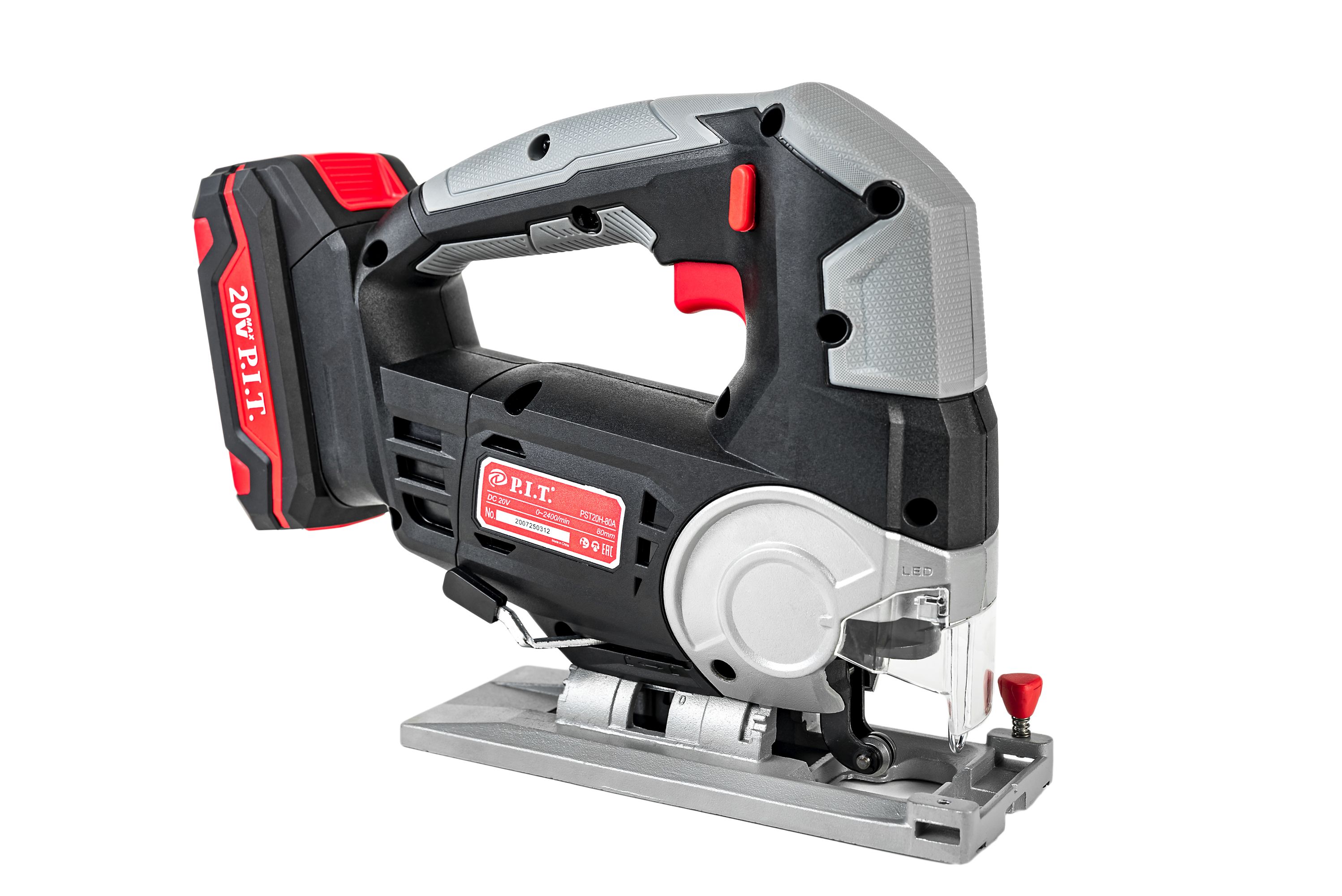 Лобзик аккум. P.I.T. PST20H-80A/1 (20В, 80мм,0-2400об/мин, БЗП, маятн., 1акб 2Ач, ЗУ, кейс)