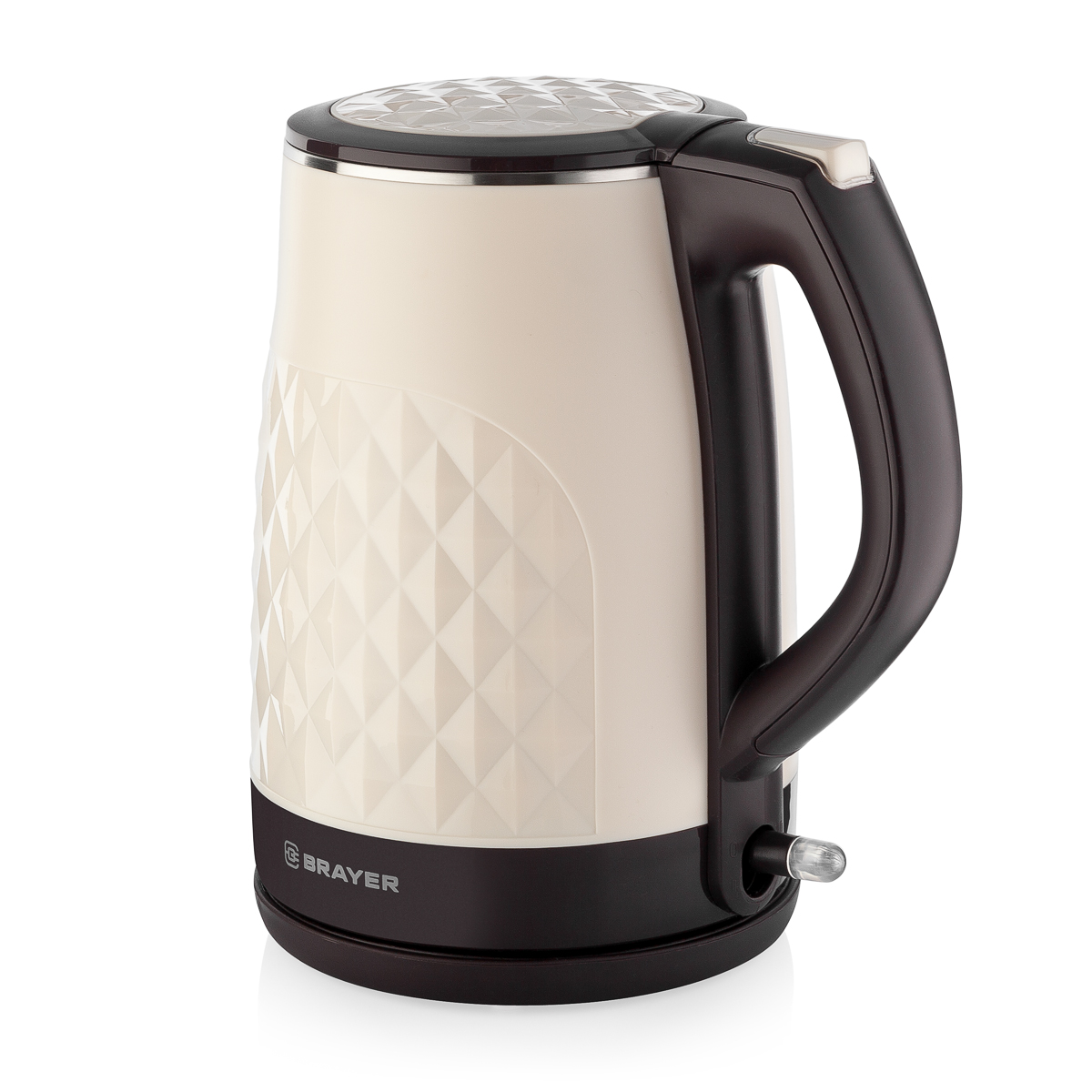 1043BR-WH Чайник электрический  BRAYER, 2200 Вт, 1,5 л, нерж +покрытие Cool Touch, беж.