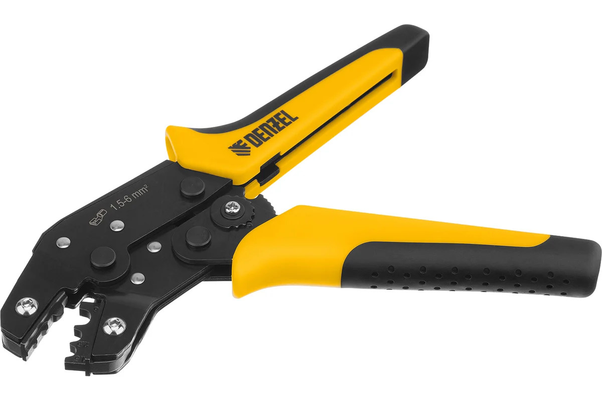 Клещи для обжима неизолированных наконечников НК и НВ, разъемов РП, 1,5 - 6 мм2// Denzel