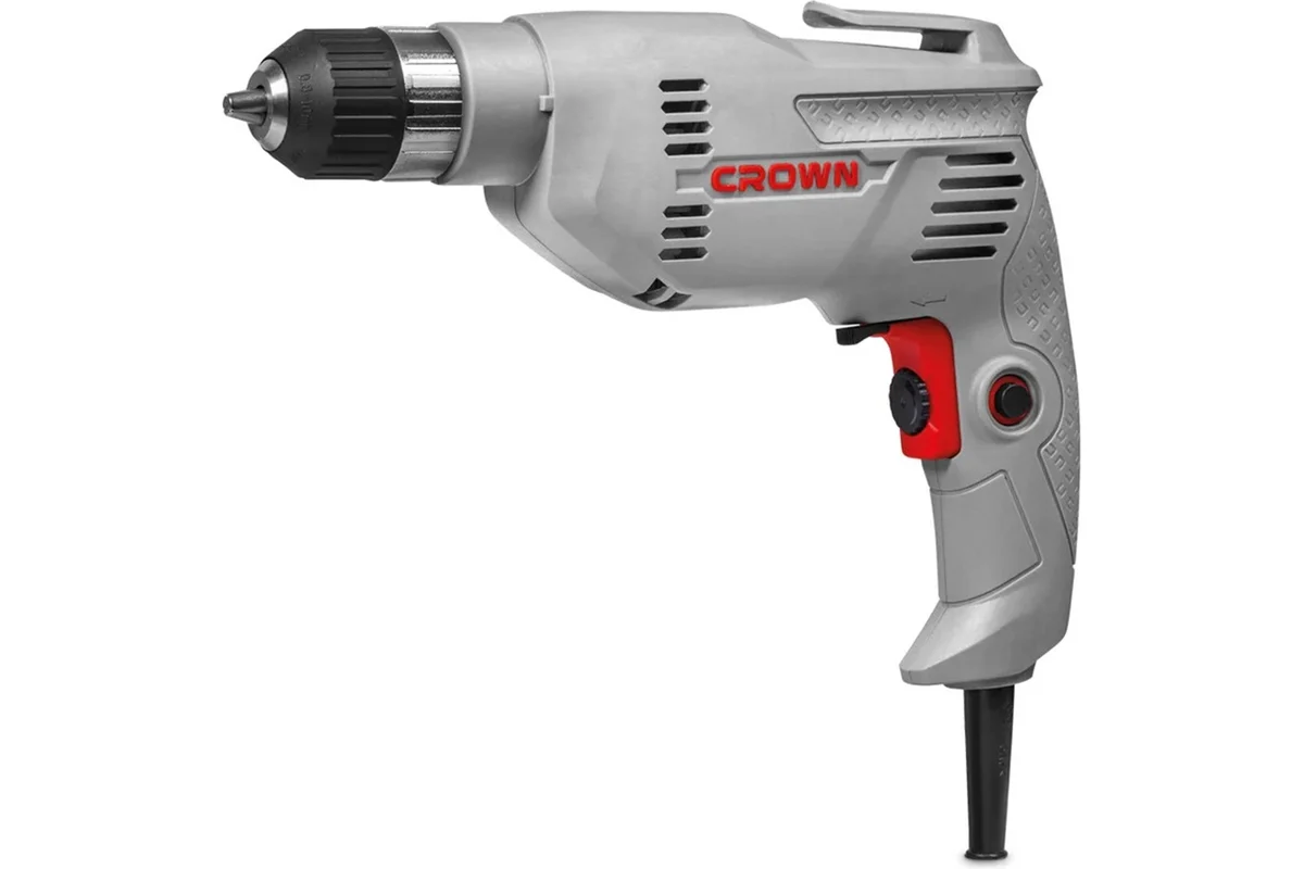 Дрель безударная CROWN CT10126C, 400 Вт, 0-300 об/мин, БЗП-10 мм, 1,3 кг
