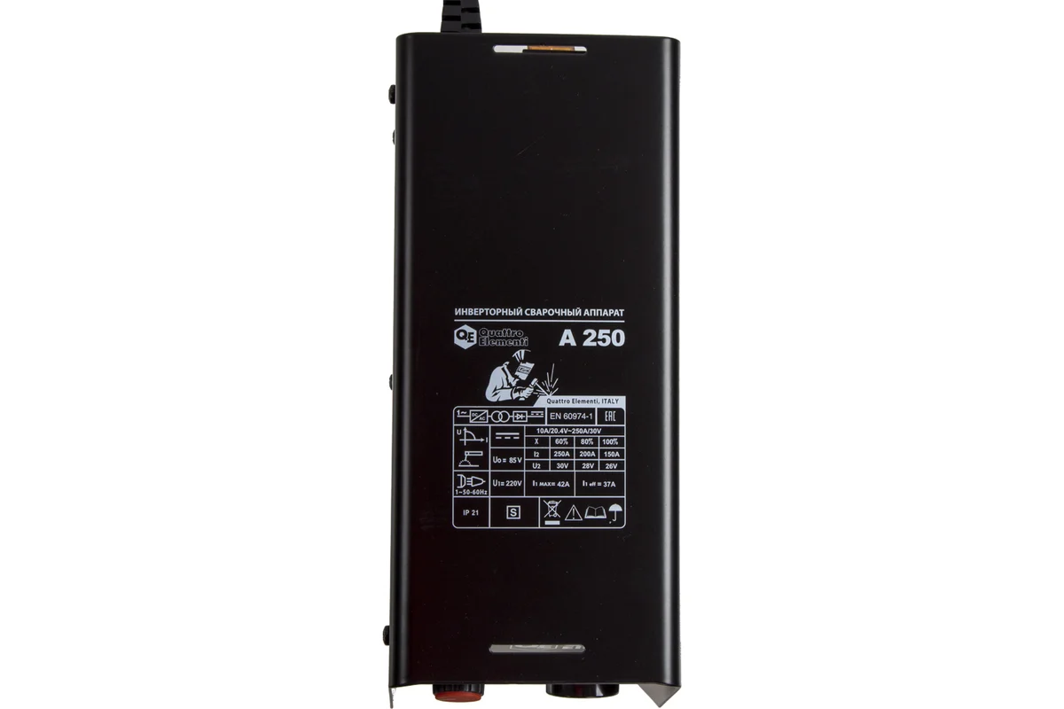 Аппарат электродной сварки, инвертор QUATTRO ELEMENTI A 250 (250 А, ПВ 60%, до 5.0 мм, 5.5 кг, 160-2