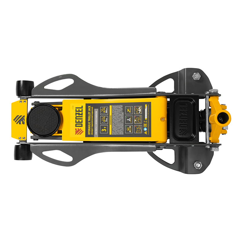 Домкрат гидравлический подкатной, 3 т, 75-500 мм, быстрый подъем, низкий подхват, проф.// Denzel