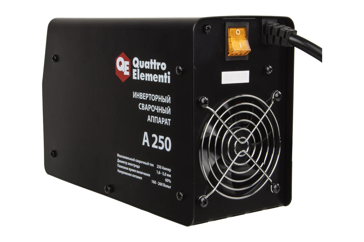 Аппарат электродной сварки, инвертор QUATTRO ELEMENTI A 250 (250 А, ПВ 60%, до 5.0 мм, 5.5 кг, 160-2