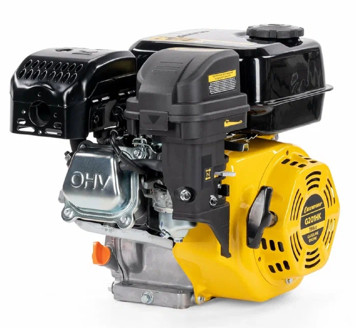 Двигатель CHAMPION G201HK, 4-такт.6,5 л.с, V196 см3,3600 об/мин, бак 3,6л, 15,4 кг., ручн. старт