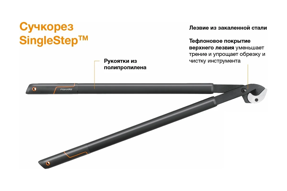Сучкорез контактный L39 FISKARS SingleStep c загнутыми лезвиями большой (112450)