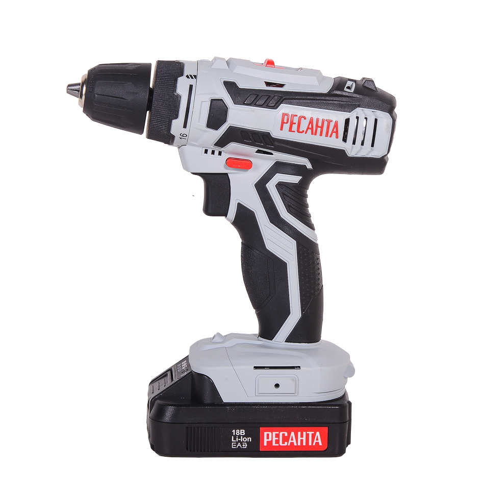 Дрель-шуруповерт аккумуляторная ДА-18-2ЛК Ресанта, 18В 2х2,0 Ач Li-ion, 50Нм, БЗП