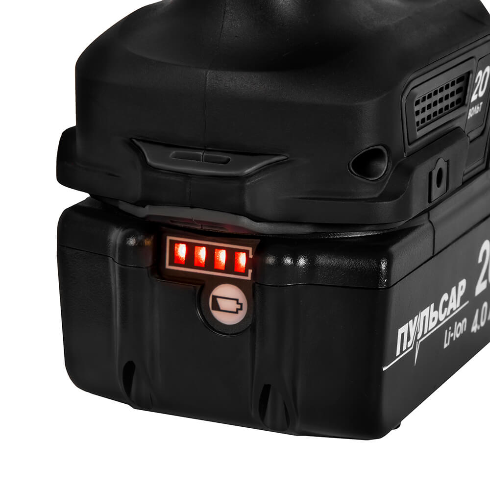 Дрель аккумуляторная безударная ПУЛЬСАР ДА 20-100Б 20В, 100Нм, 13мм, 2 акк, 4 Ач, з/устр., кейс