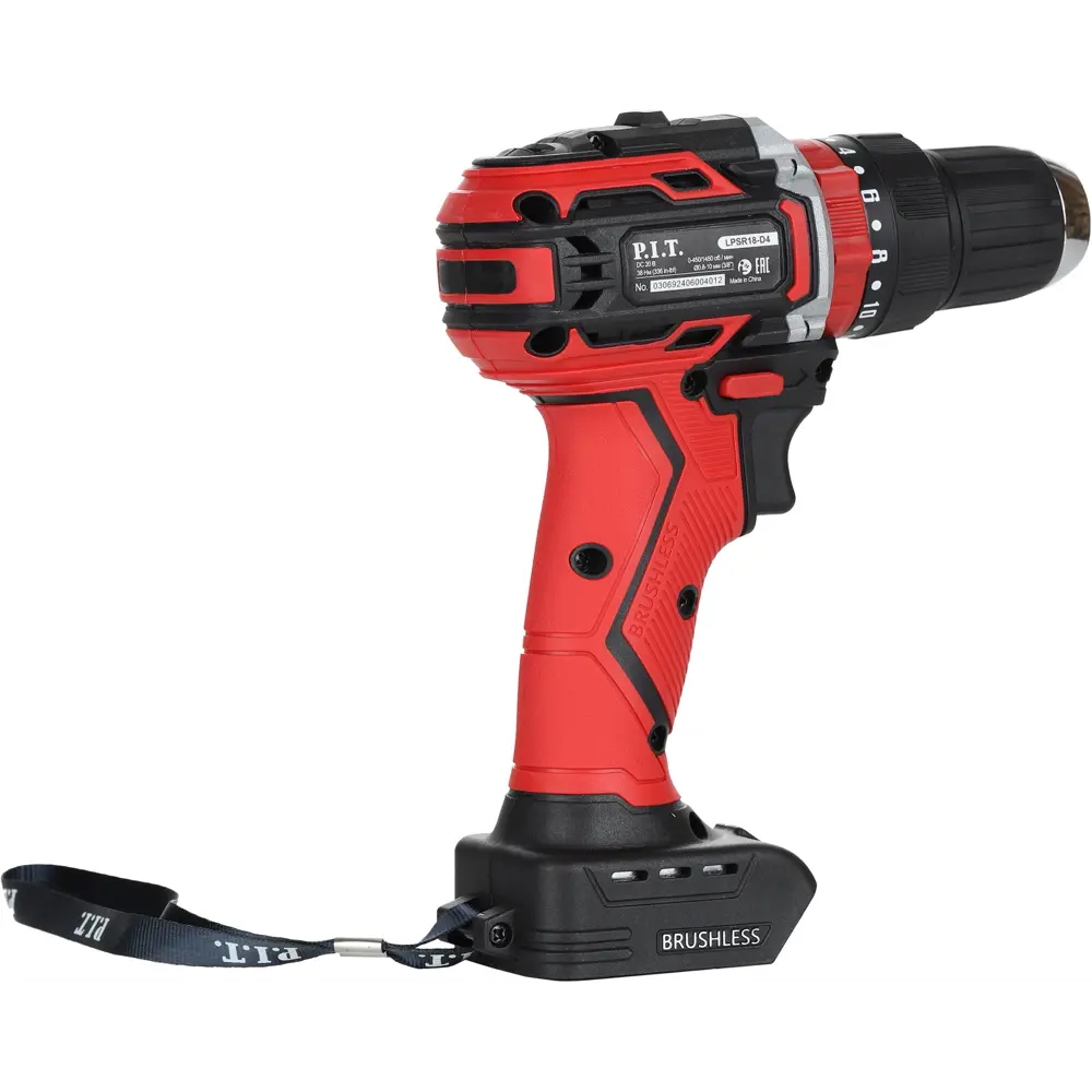 Дрель ударная аккум. бесщёточная P.I.T. LPSR18-D4 (20В, 38Нм, 2скорости, БЗП 10мм, 2 акб 1,5Ач, ЗУ