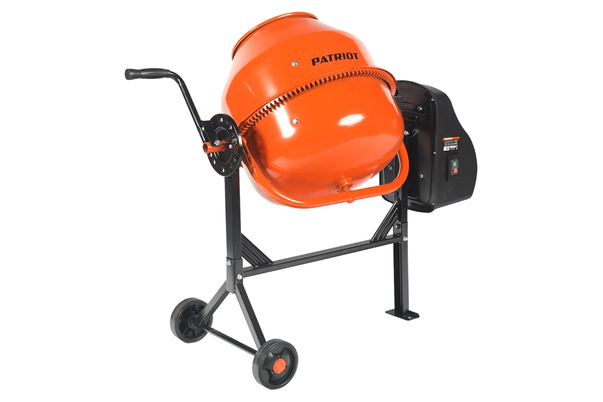 Бетоносмеситель PATRIOT BM 128C, 350 Вт, 120 кг готовой смеси, венец - чугун