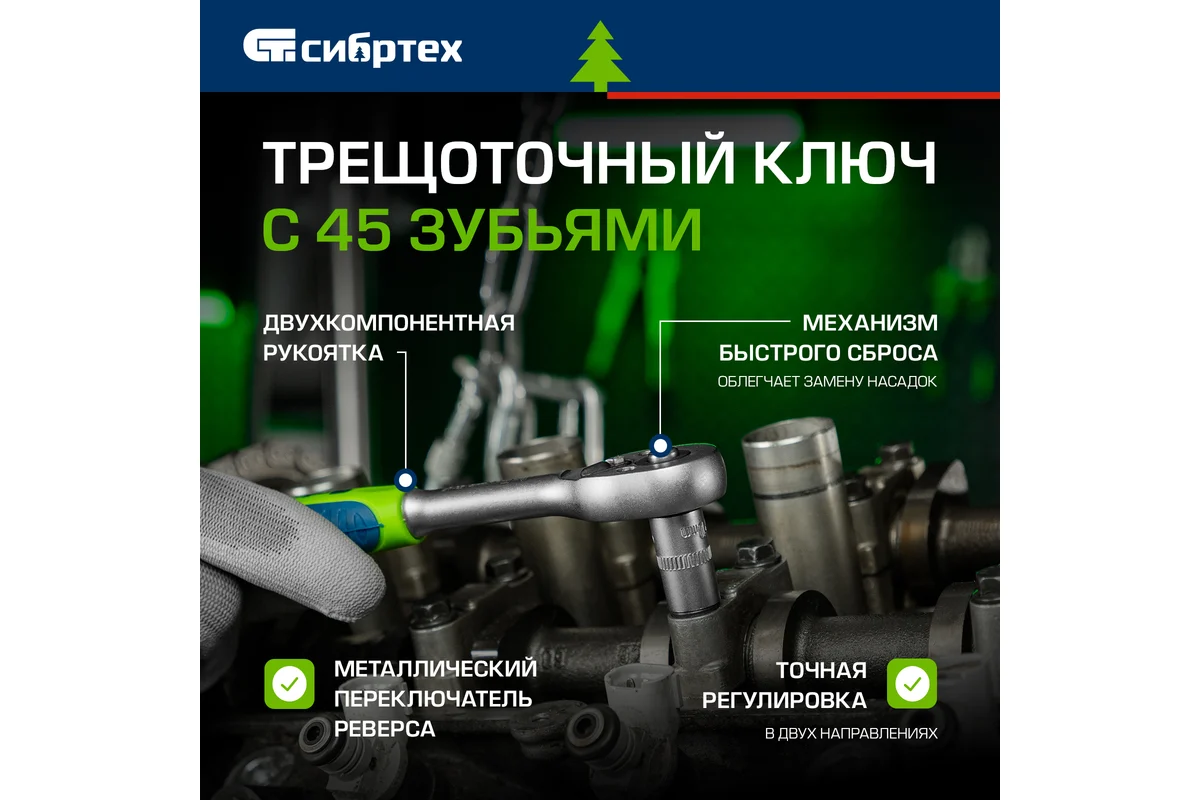 Набор инструментов, 1/2", 3/8", 1/4", пластиковый кейс 172 предм.// Сибртех