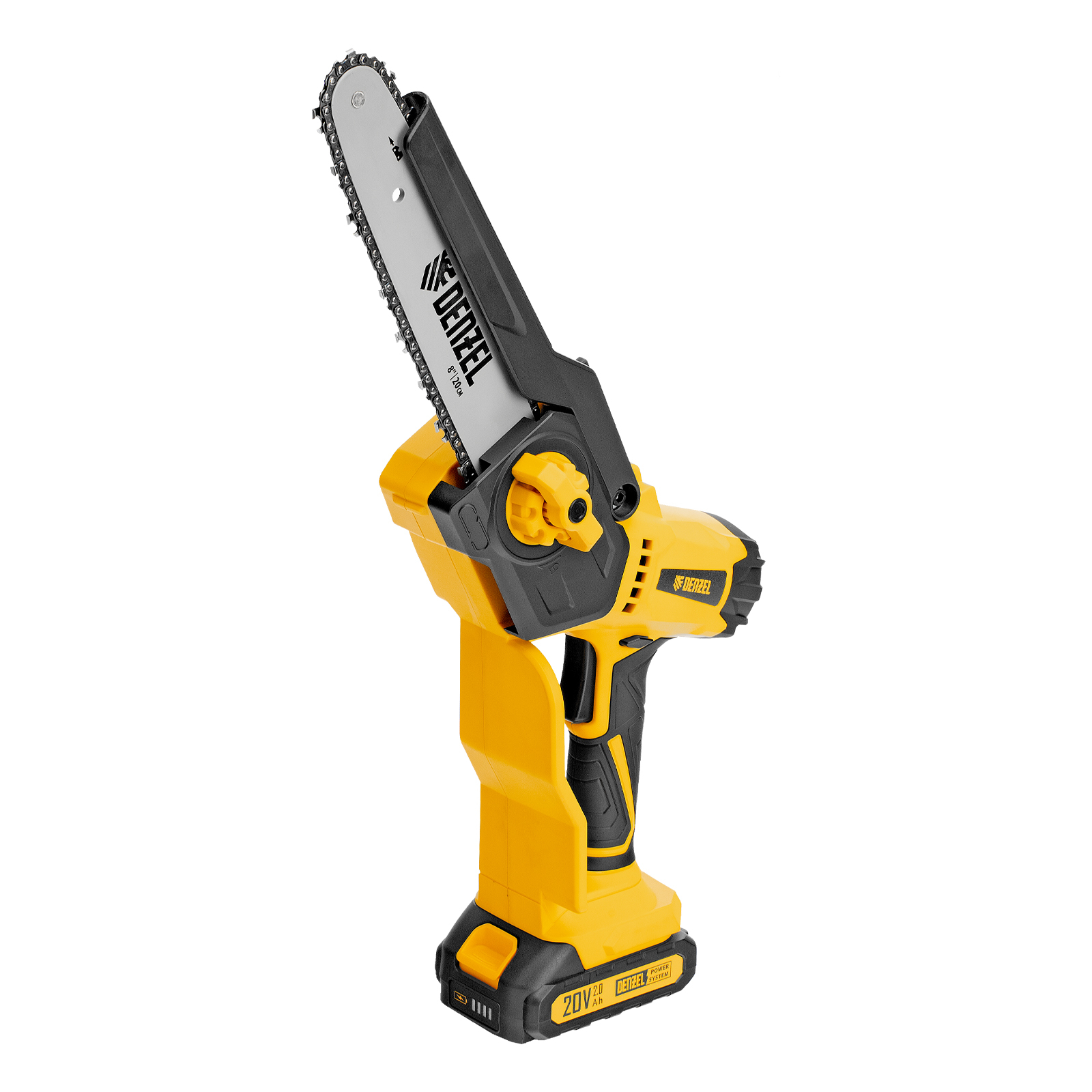 Цепная мини-пила аккумуляторная бесщет., СCS-200BL, шина 200 мм, Li-Ion, 20 В, // Denzel