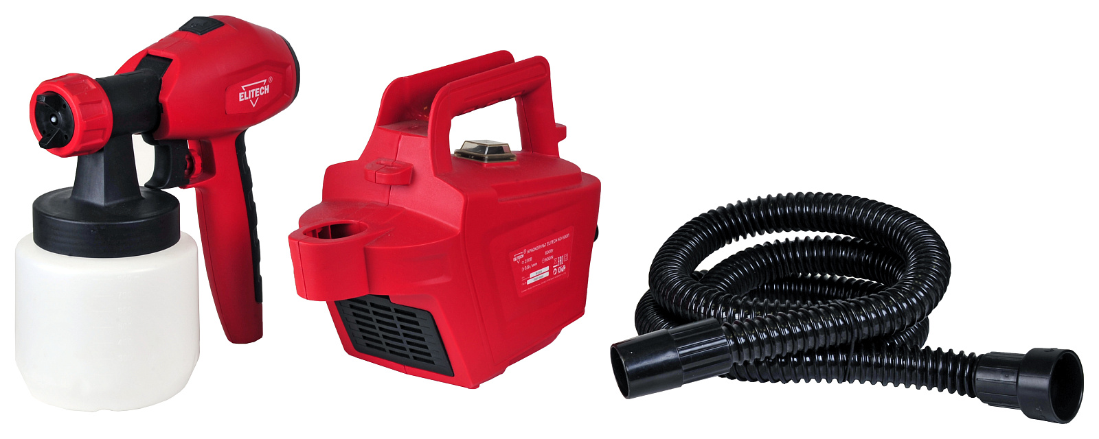 ELITECH КЭ 600П Краскопульт электрический, 600Вт, 0,8л/мин, 60DIN. 2,6кг, сопло1,8/2,6мм