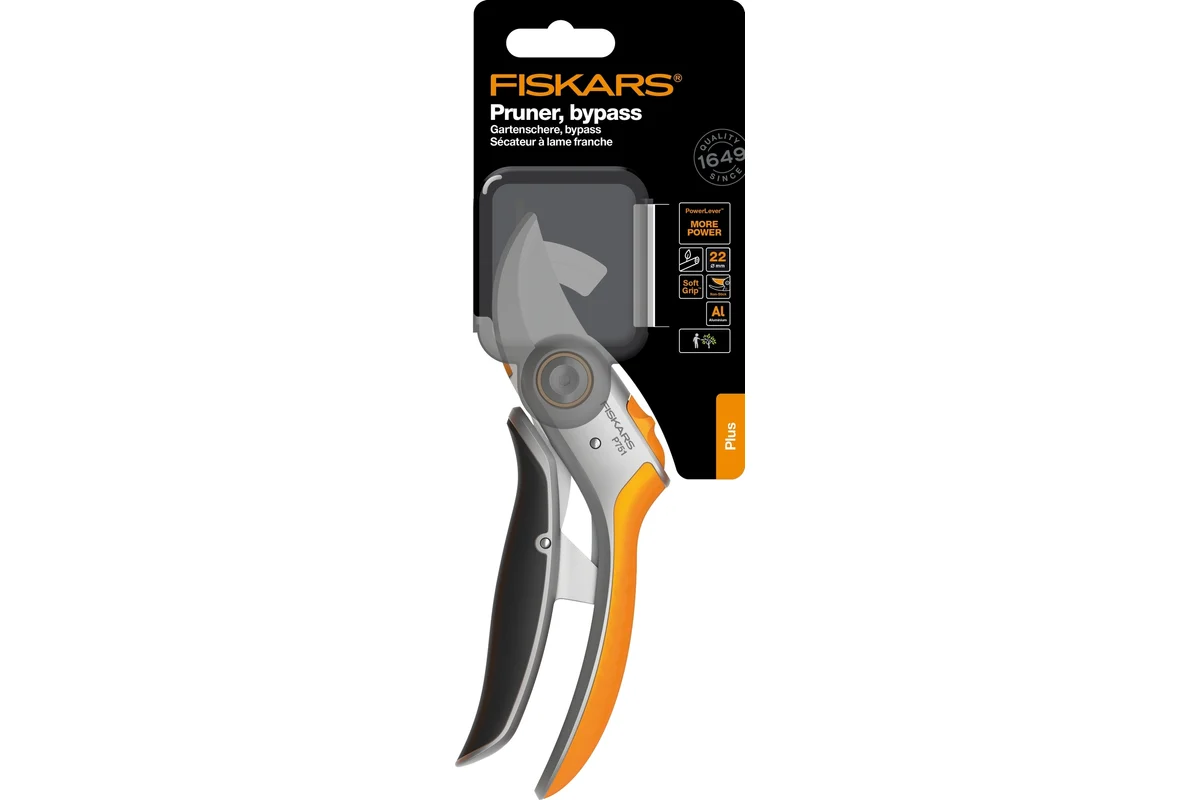 Секатор плоскостной металлический FISKARS Plus PowerLever P751