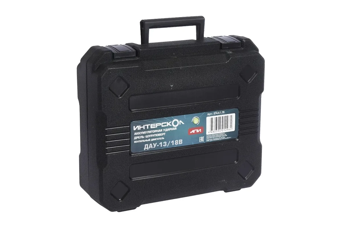 ИНТЕРСКОЛ ДАУ-13/18В акк. удар. дрель-шуруп. Li-ion АПИ (кейс, 1 аккум. 4Ач, ЗУ)