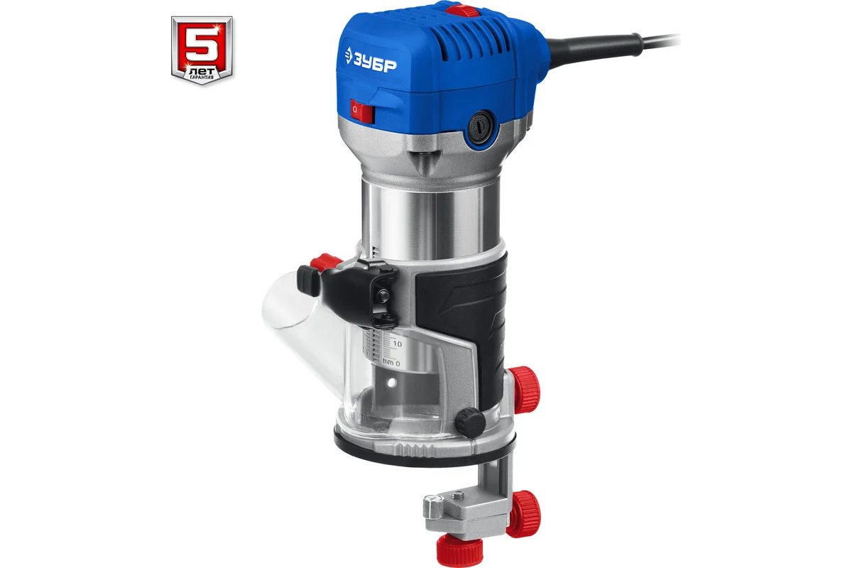 ЗУБР Фрезер кромочный ФПК-750Н,750Вт, 13000-33000 об\мин, цанга-6/8мм, 3 основания, сумка, 1,8кг
