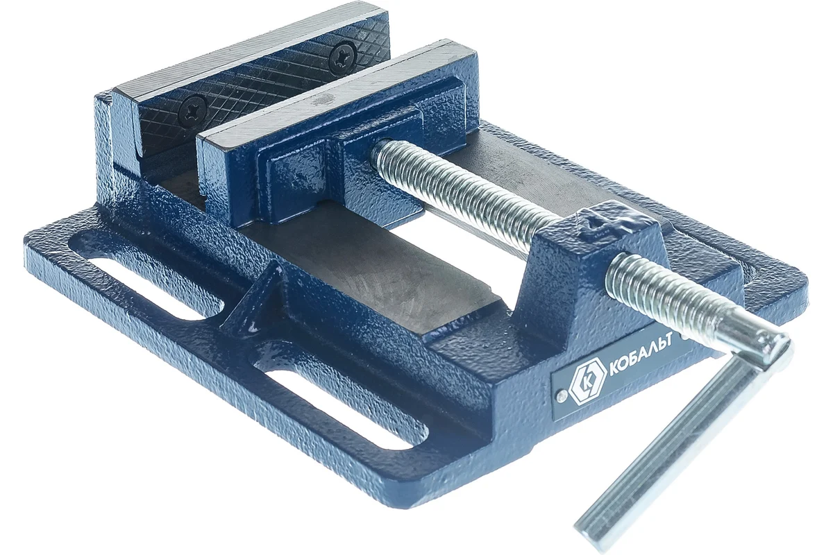 Тиски станочные КОБАЛЬТ чугунные, ширина губок 100 мм, захват 110 мм, 3 кг, коробка 