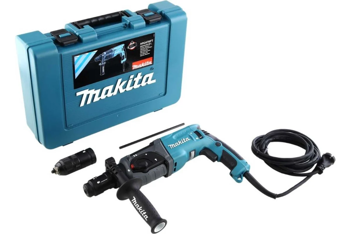Makita Перфоратор HR 2470FT,  780Вт, SDS+. 3х режимный, 2,7Дж удар, б/съёмный патрон, кейс
