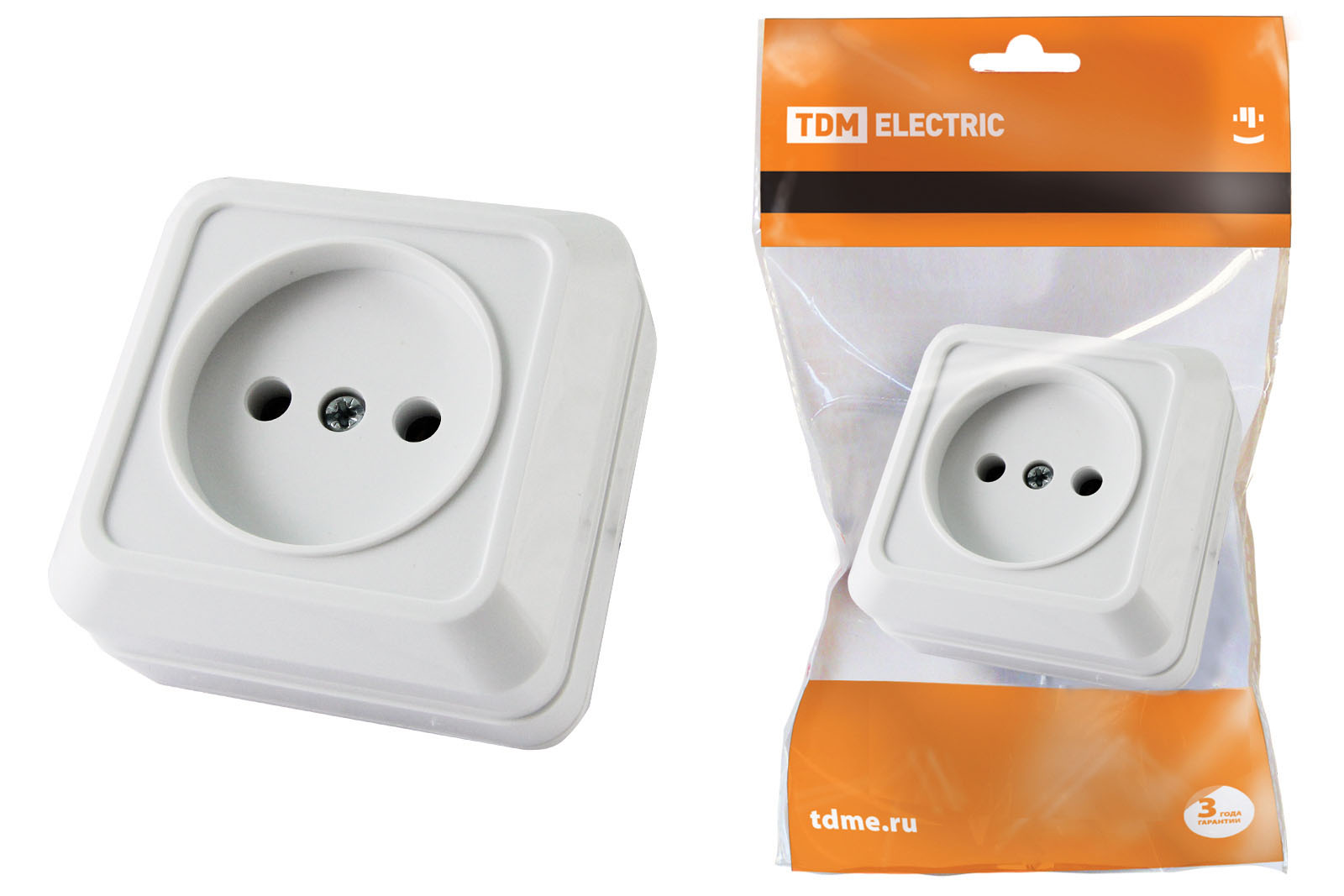 Розетка 2П открытой установки IP20 10А, белая "Ладога" TDM*