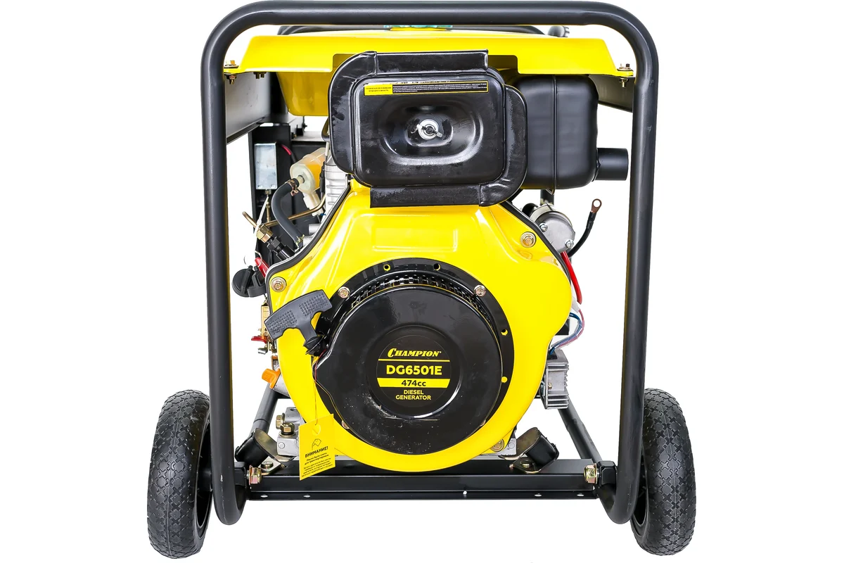 Генератор диз. CHAMPION DG6501E (5/5,5кВт 8,9лс, 12,5л  12V, 99кг эл.стартер,колеса,счетчик)