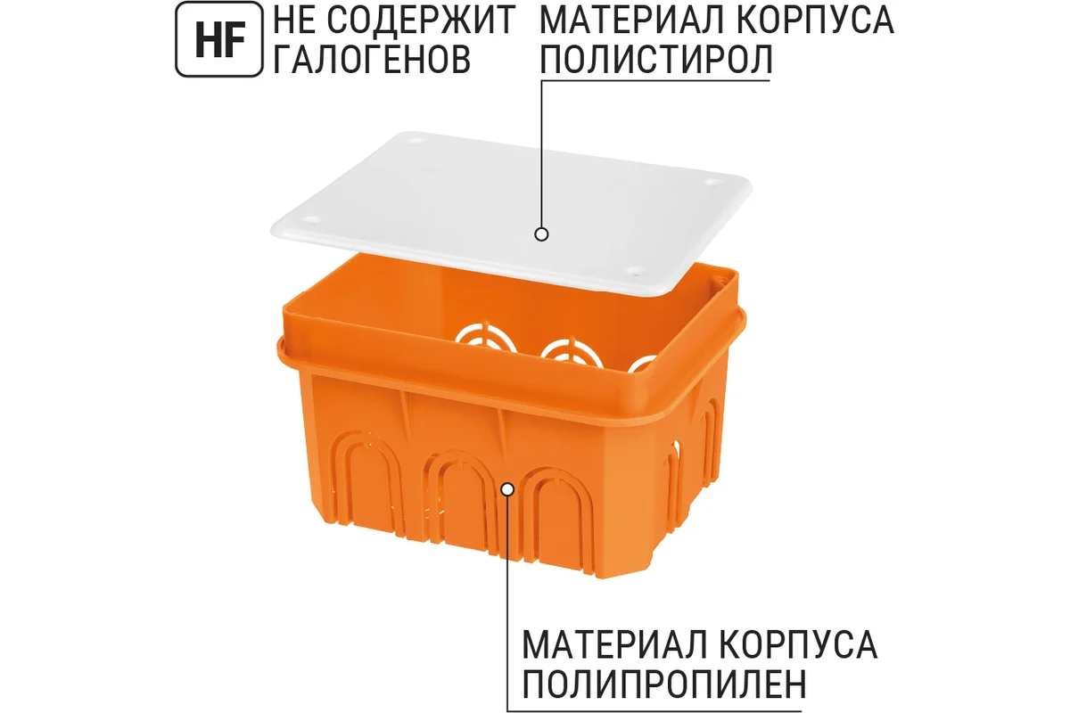 Распаячная коробка СП 120х92х70мм, крышка, IP20, инд. штрихкод, TDM*