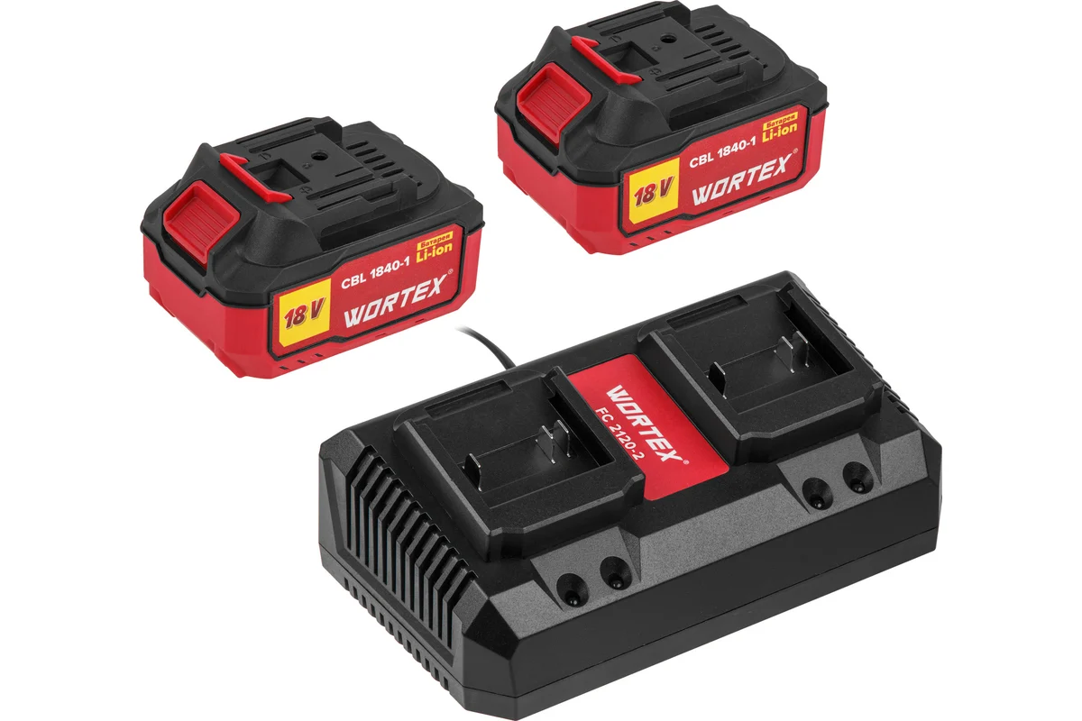 Набор аккумулятор 2х4 А*ч и зарядное устройство 2х2 А WORTEX ALL1 XLT в кор. SET