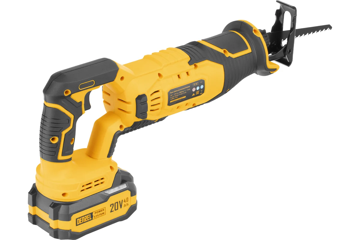 Пила сабельная аккумуляторная RS-180, Li-Ion, 20 В // Denzel