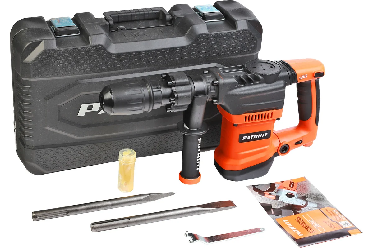 Молоток отбойный PATRIOT DB 200, мощность 1375Вт, энергия удара 18 Дж, 2800 уд./мин., 2 зубила в ком