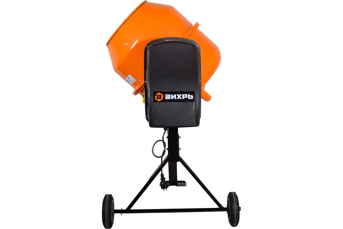 Бетономешалка БМ-130 220В,чугун.венец.,43кг,объём барабана 130л,гот.смеси 90л ВИХРЬ