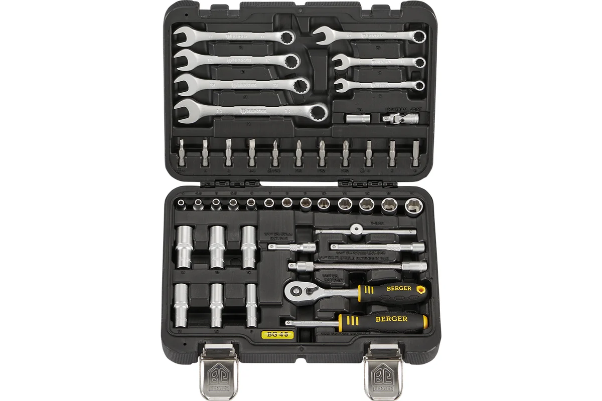 Набор инструмента 1/4", 45 пр. универсальный «ЗИГЕН» //BERGER