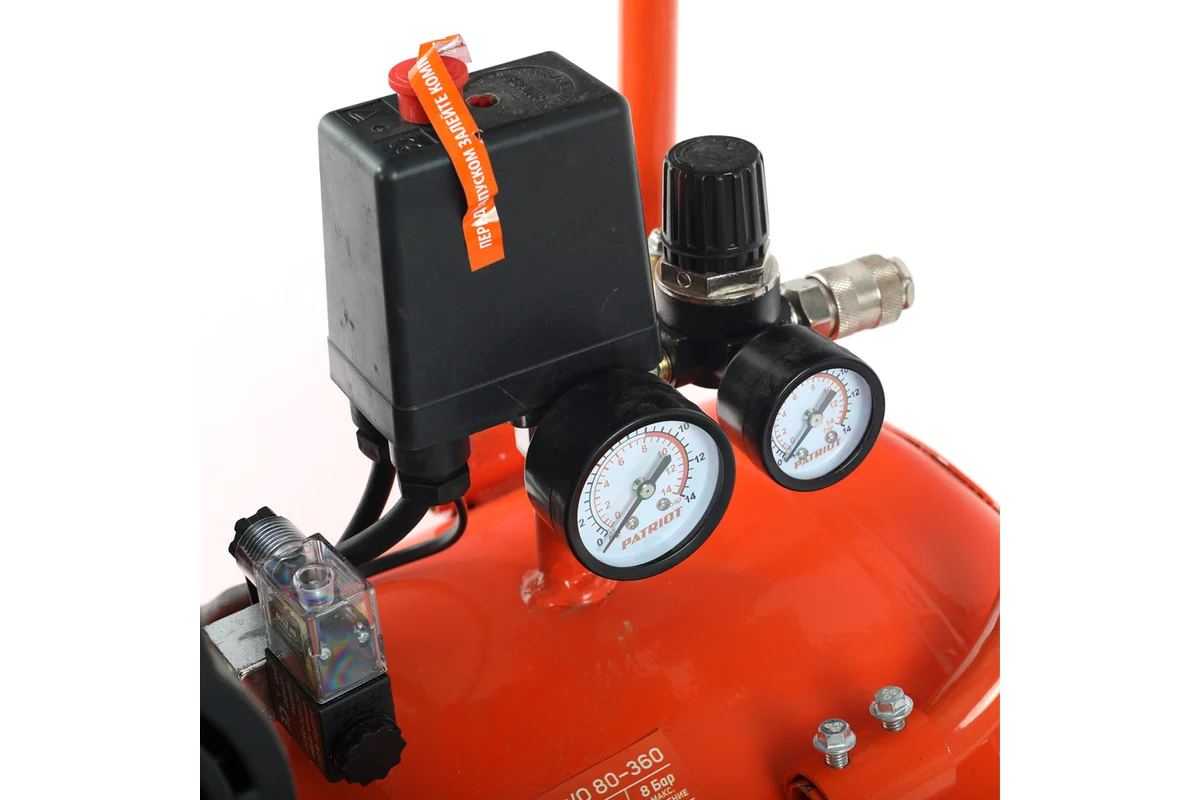 Компрессор Patriot поршневой безмасляный WO 80-360, 360 л/мин, 8 бар, 2200 Вт, 80 л, быстросъем и "е