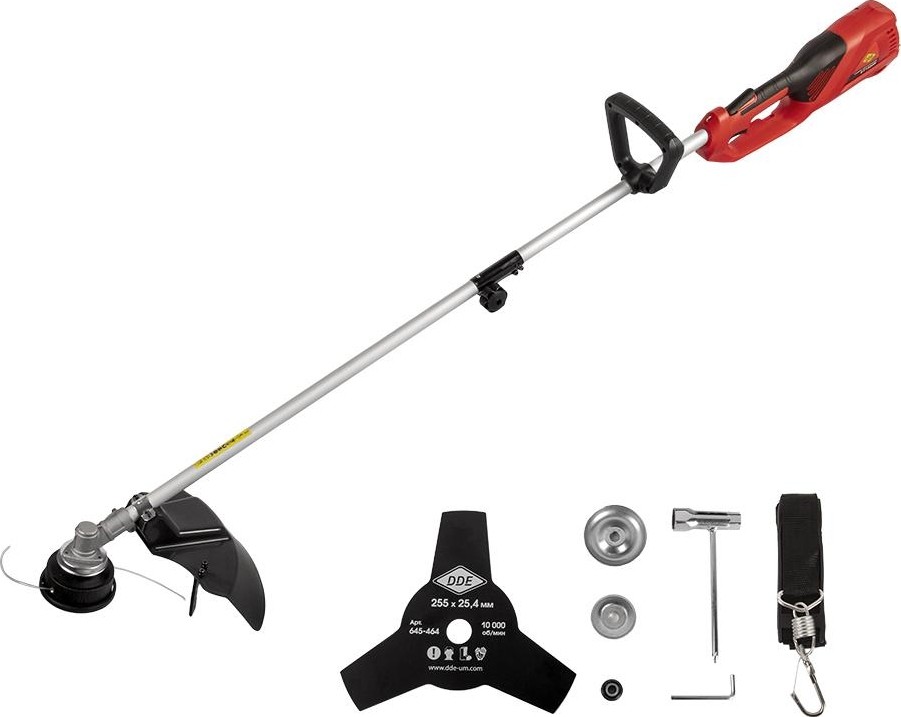 Триммер электрический DDE ET1500R, 1500Вт, верх.двиг. разъём.прям.вал. ременю+диск