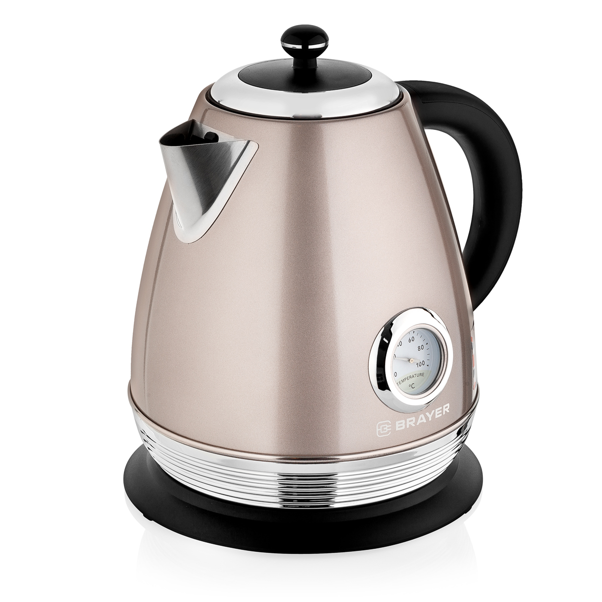 1007BR Чайник электрический  BRAYER, 2200 Вт, 1,7 л, Strix, автоотключ, нержав.сталь, встроен.термом