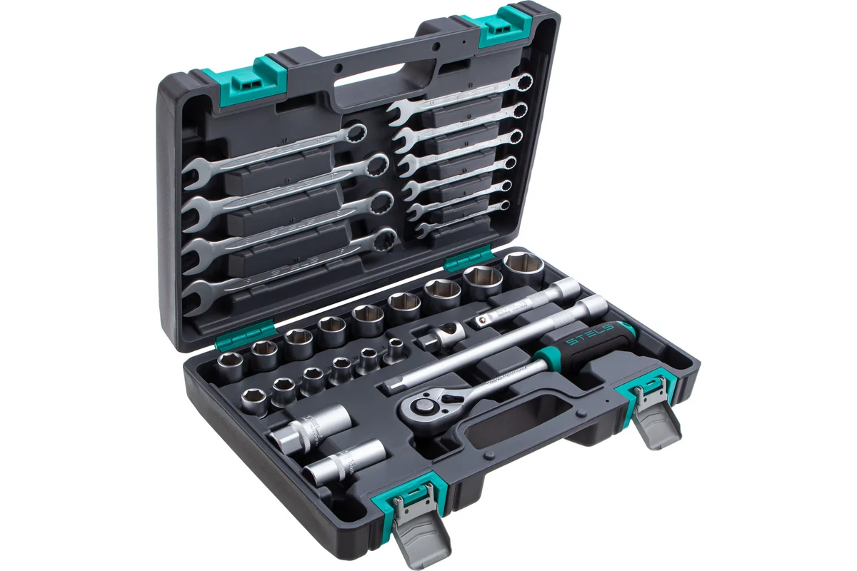 Набор инструмента 1/2", пластиковый кейс 31 предмет,  STELS  