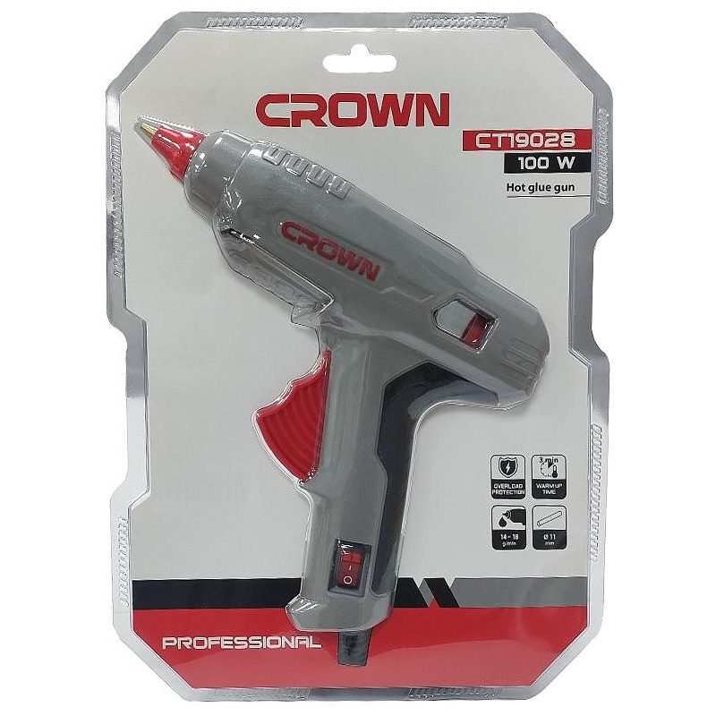 Клеевой термопистолет CROWN CT19028 100W, ф стержня 11мм