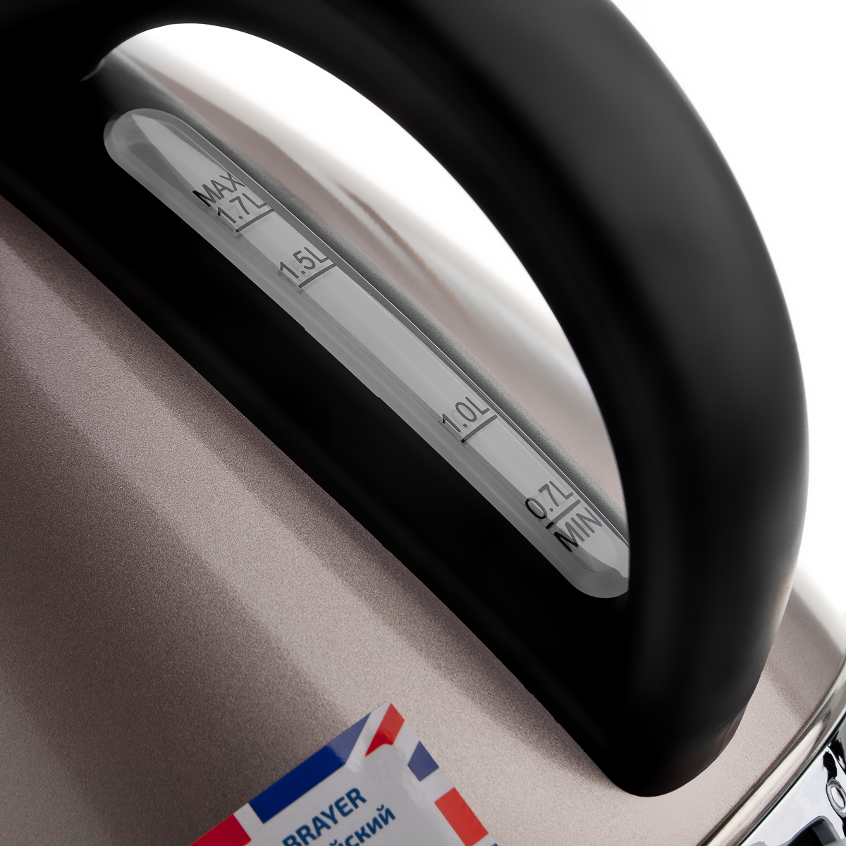 1007BR Чайник электрический  BRAYER, 2200 Вт, 1,7 л, Strix, автоотключ, нержав.сталь, встроен.термом