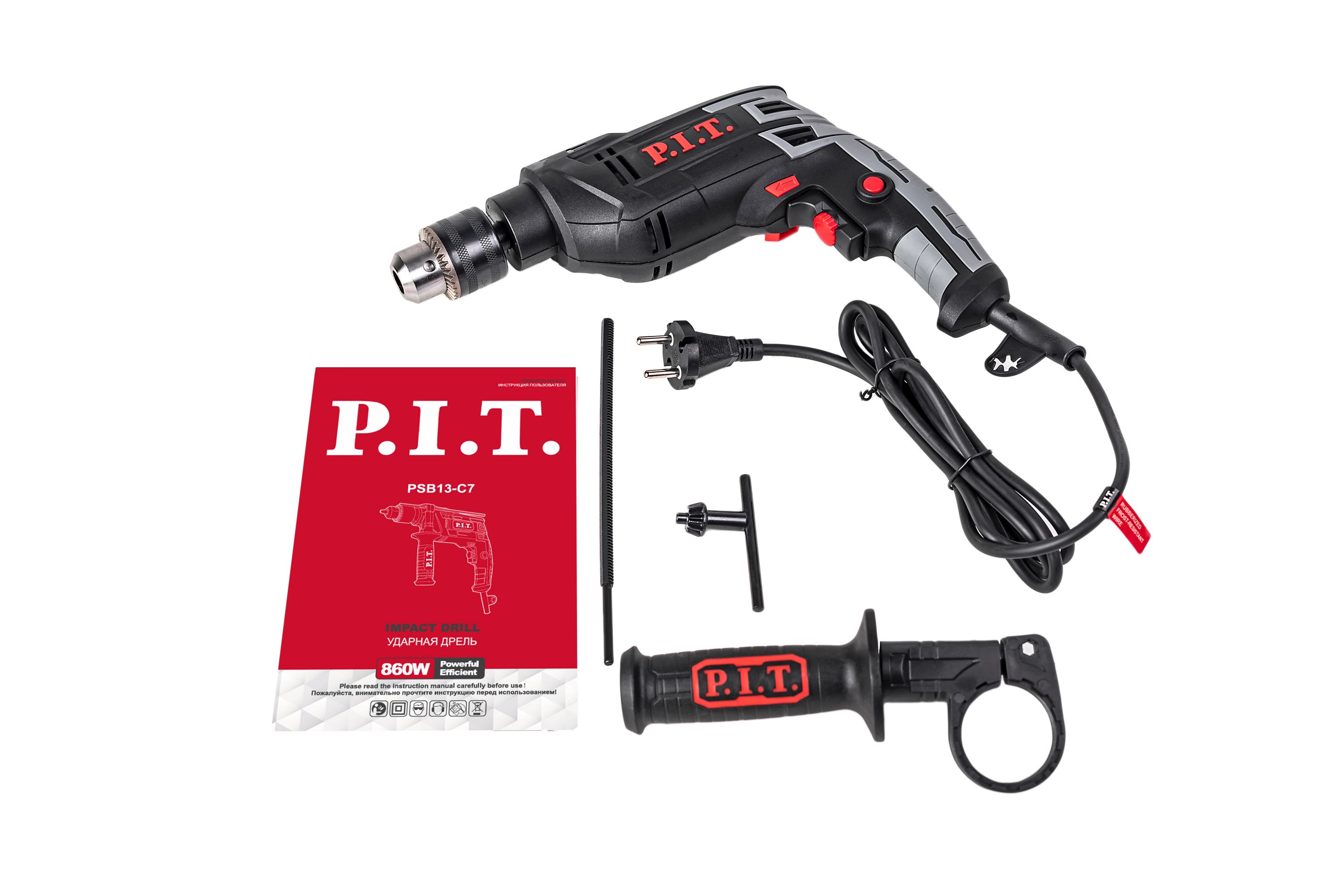 Дрель ударная электрич. P.I.T. PSB13-C7 (850Вт, ключ. патрон 13мм, 0-3000 об/мин, 0-48000 уд/мин)