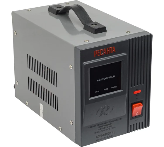 РЕСАНТА LUX АСН-1500/1-Ц Стабилизатор напряжения, 1ф ном.мощн.1,5кВт, вход.напряж.140-260В,1розетк