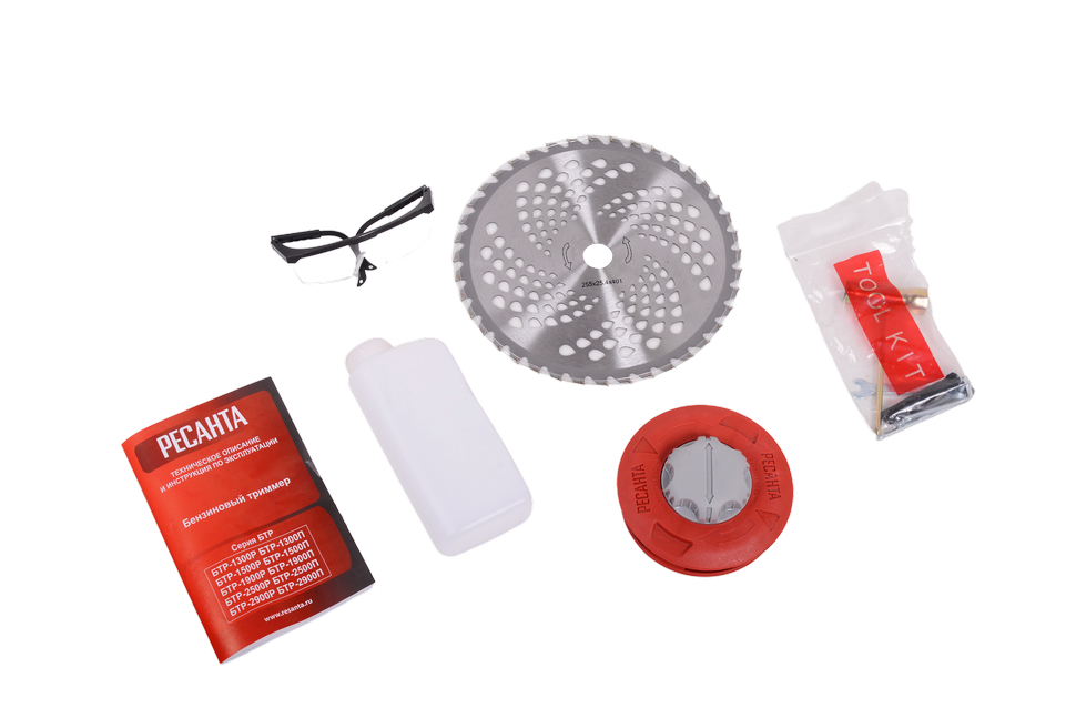 Бензотриммер РЕСАНТА БТР-1500Р 2-х тактный, мощность 1500Вт,бак 1,2л,  разборная штанга.