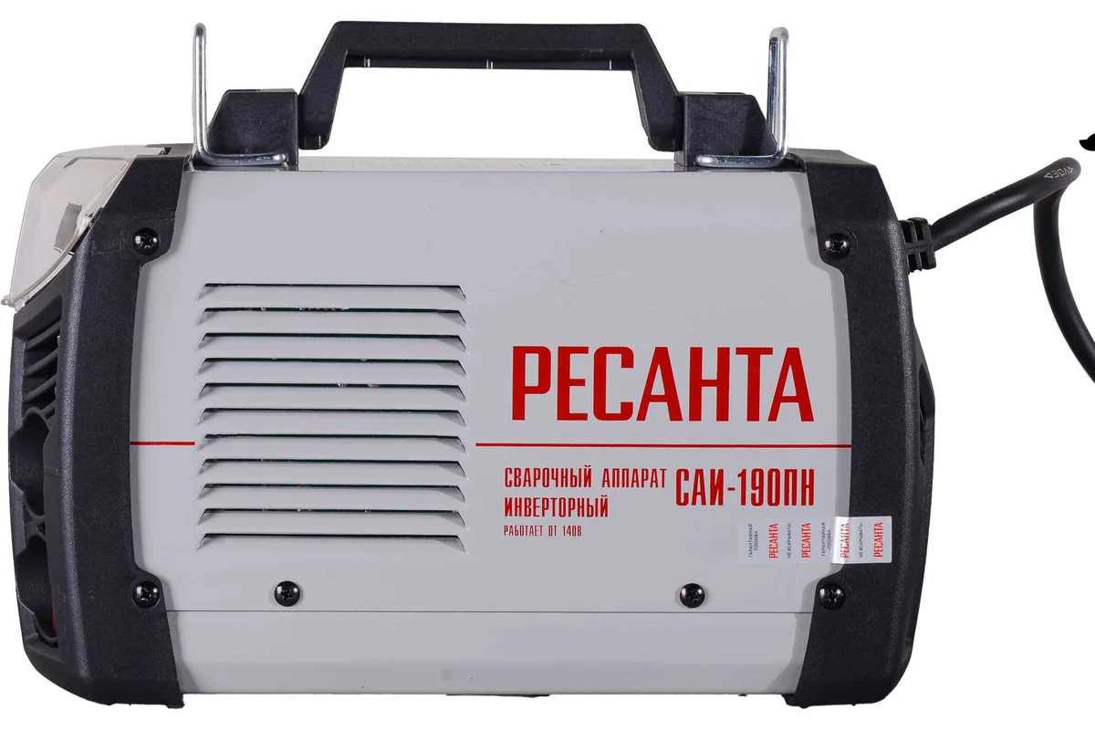 РЕСАНТА, САИ-190ПН. Инверторный сварочный аппарат пониж. напр., 140-260В, 25А, 10-190А, 5мм, 3,3кг
