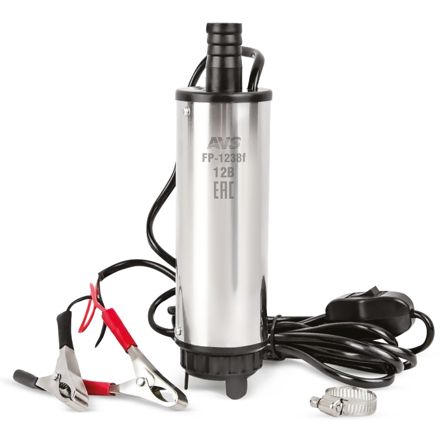 Насос для перекачки тех. жидкостей погружной AVS FP-1238f (12V/3,5А/20л/м./d=38 мм/съемный фильтр)