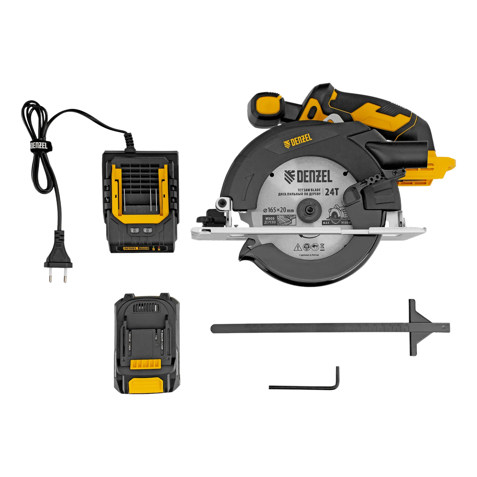 Пила циркулярная аккумуляторная CCSH-20-165, 165 мм, Li-Ion, 20 В// Denzel