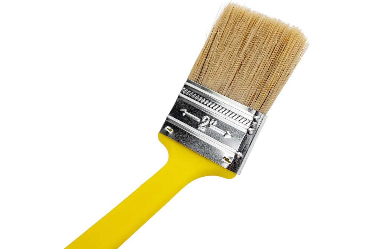 Кисть радиаторная, натуральная светлая щетина, желтая пластиковая  ручка  2" (50 мм) FIT