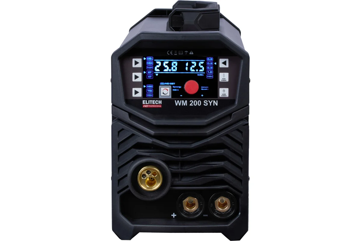 ELITECH HD WM 200 SYN Инвертор,220В,5.9кВт,50-200A(MIG),10-160А(MMA),10-200А(TIG),200А/60%,ф0.6-1.0\