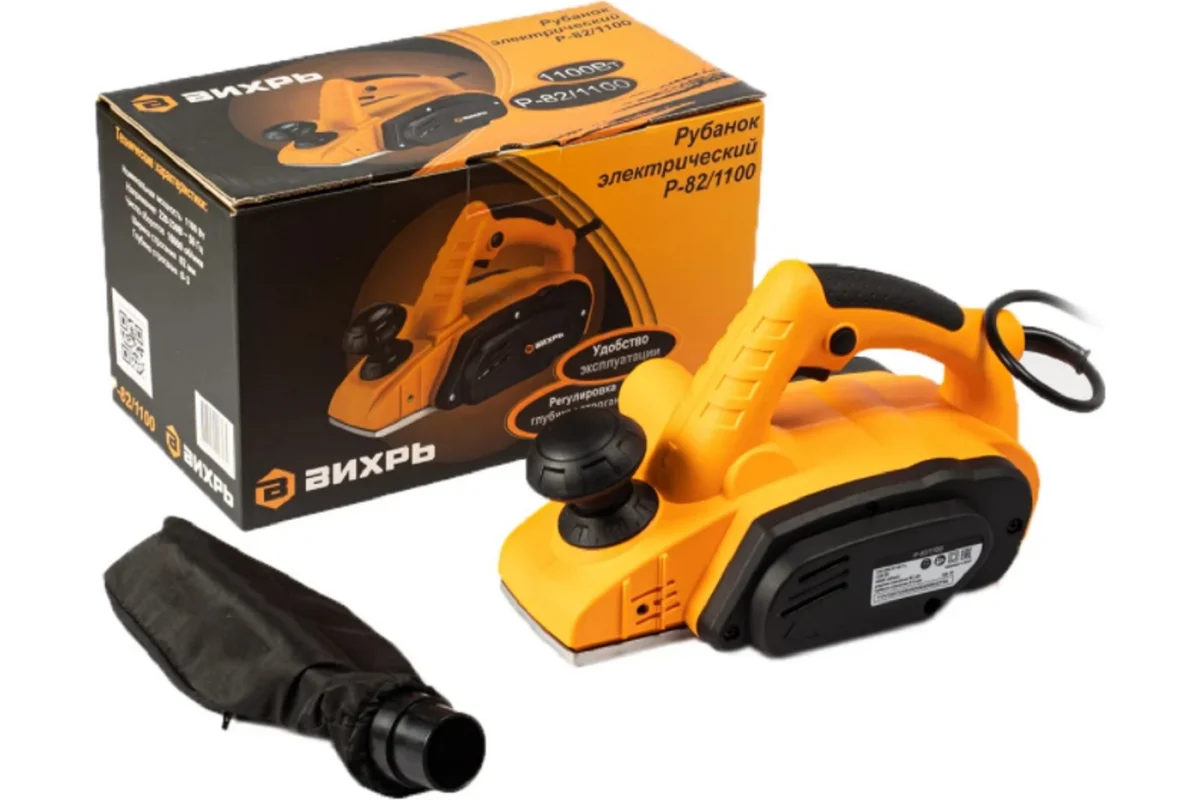 ВИХРЬ Р-82/1100  Рубанок, 1100 Вт, 16000 об/мин, шир/гл. строг. 82/3мм, 5 кг