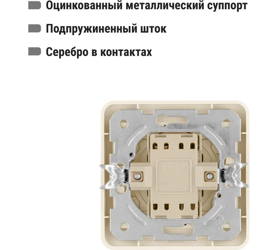 Выключатель 2-кл. 10А сл. кость "Валдай" TDM*