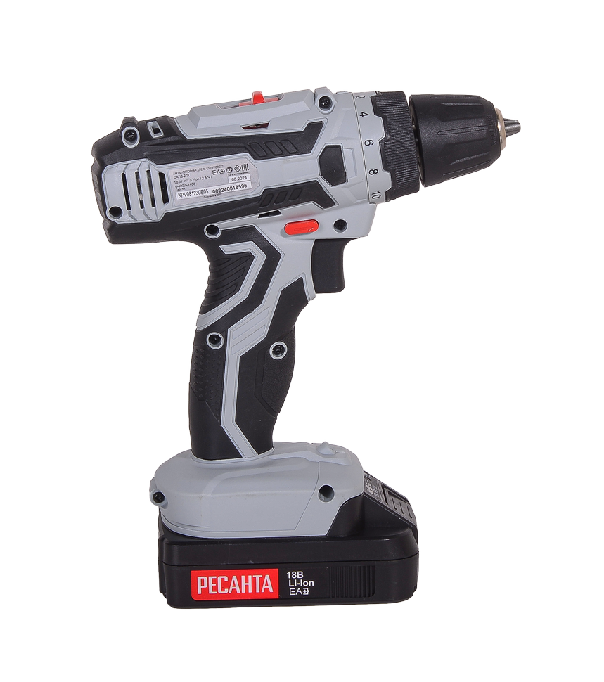 Дрель-шуруповерт аккумуляторная ДА-18-2ЛК Ресанта, 18В 2х2,0 Ач Li-ion, 50Нм, БЗП